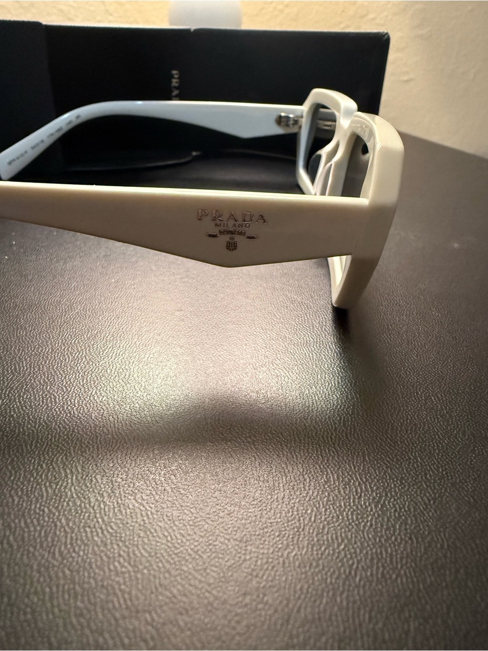 Prada White Rectangular Sunglasses with Dark Lenses - Picture 2 of 6